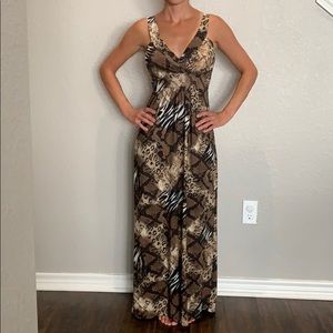Boutique Animal print maxi dress size small
